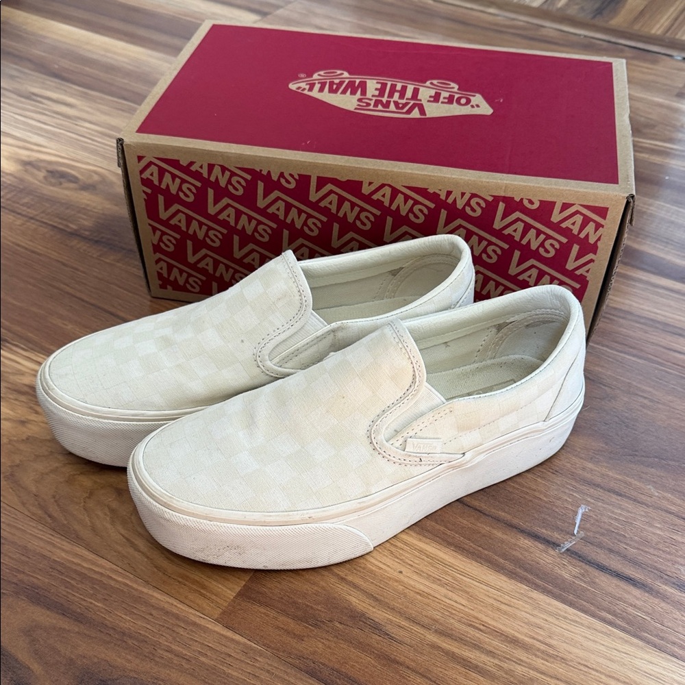 Vans Marshmallow Checkered Slip-On Sneakers